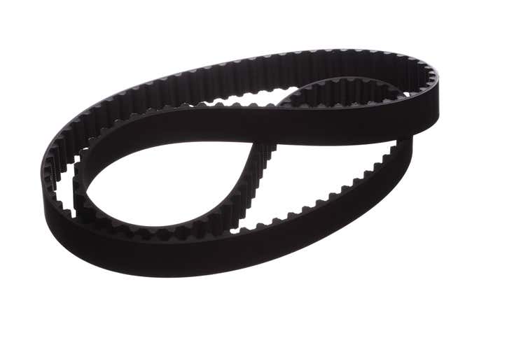 A ribbed serpentine belt on a white background 白底上有棱纹的蛇纹带