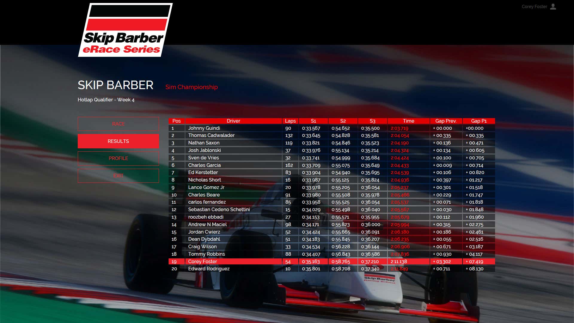 Standings after a virtual race 虚拟比赛后的排名