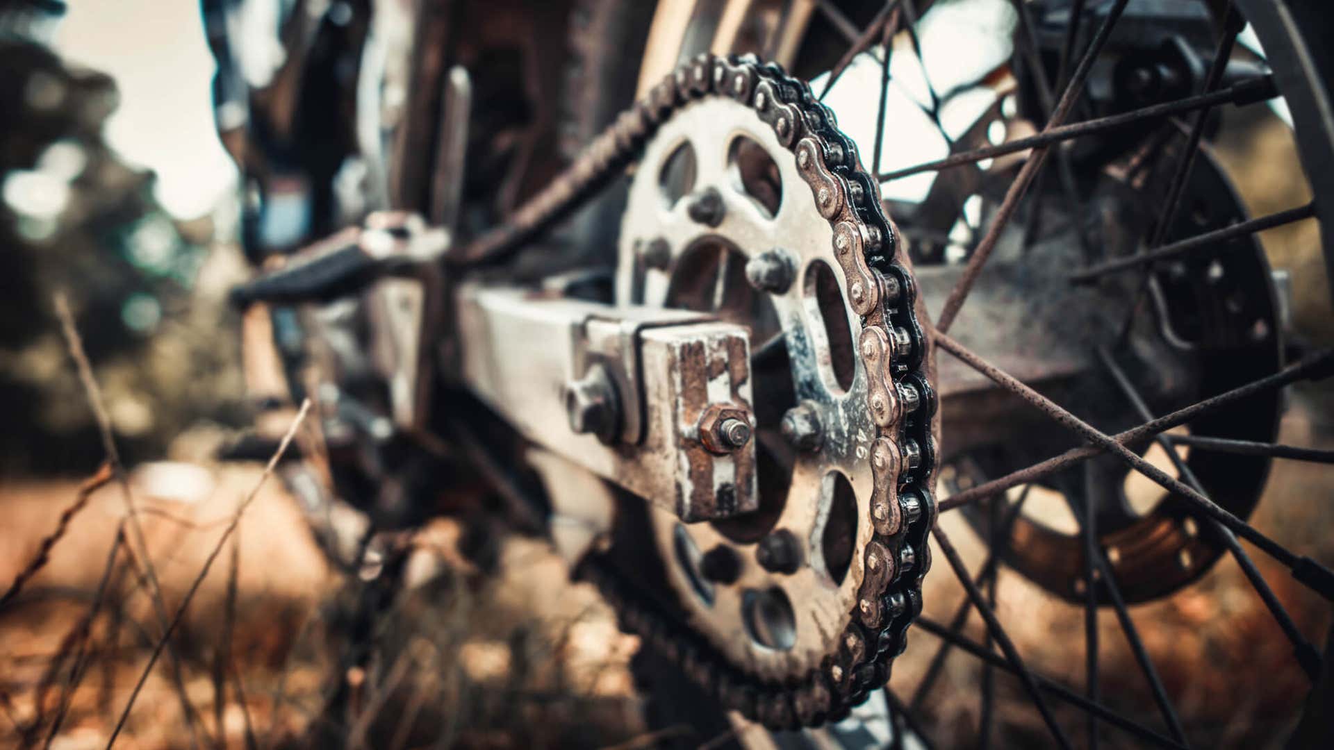 A dirty motorcycle chain can speed up wear and tear on your bike. 脏的摩托车链条会加速自行车的磨损。