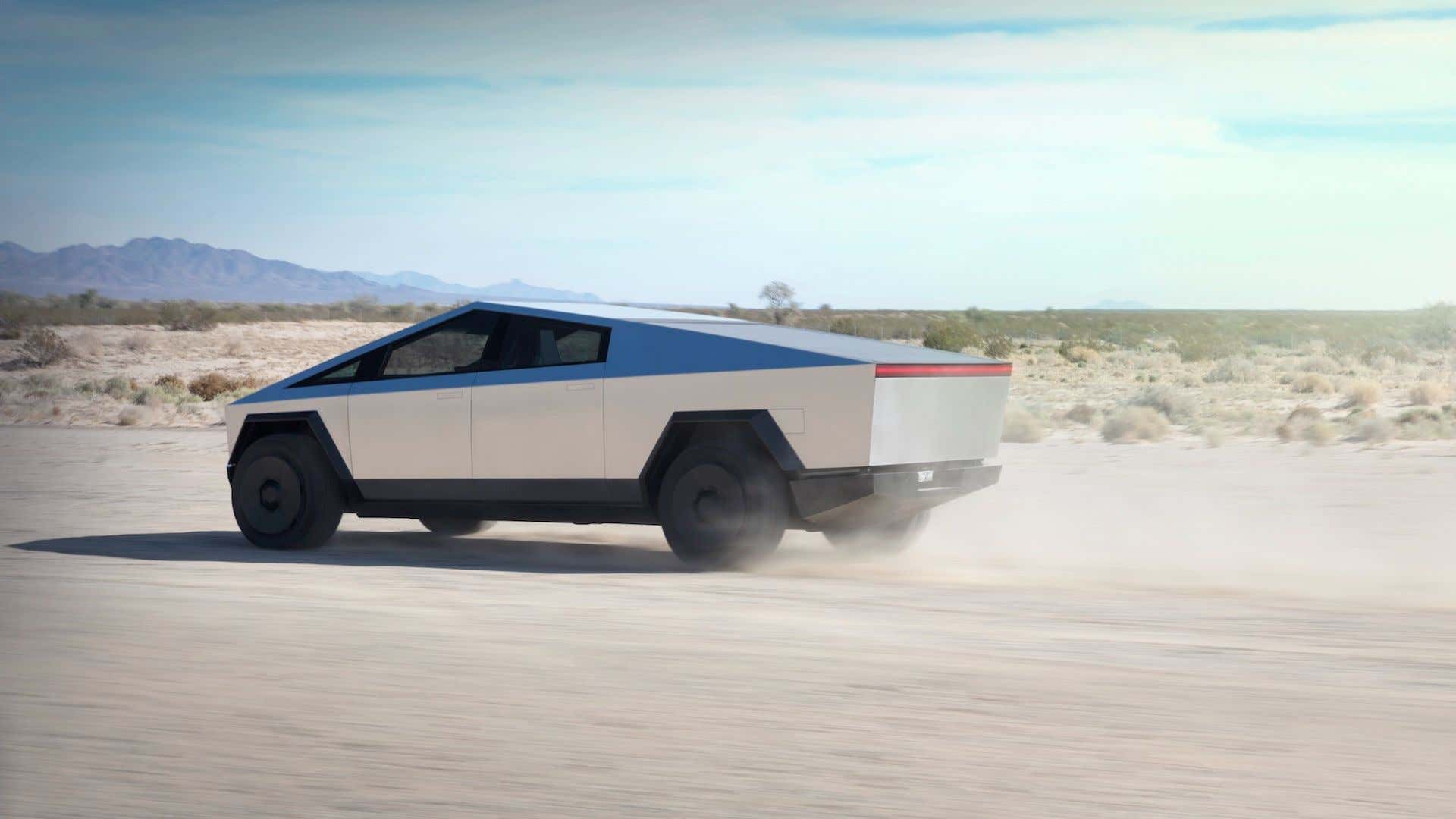 The brutalist Tesla Cybertruck in the rectangular flesh. 野兽派特斯拉赛博卡车在矩形的肉体里。