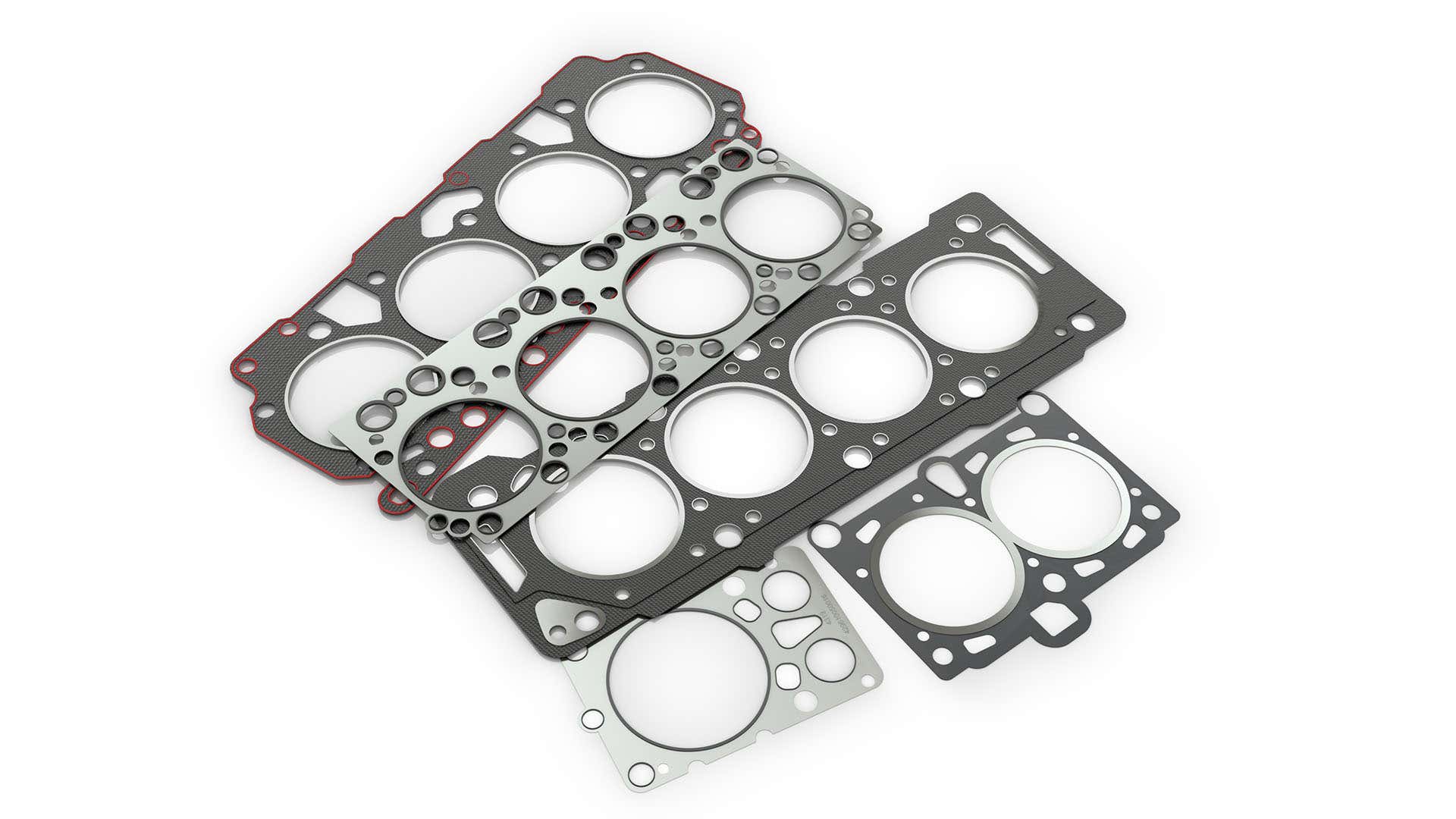 Various gaskets on a white background. 白色背景上的各种垫圈。