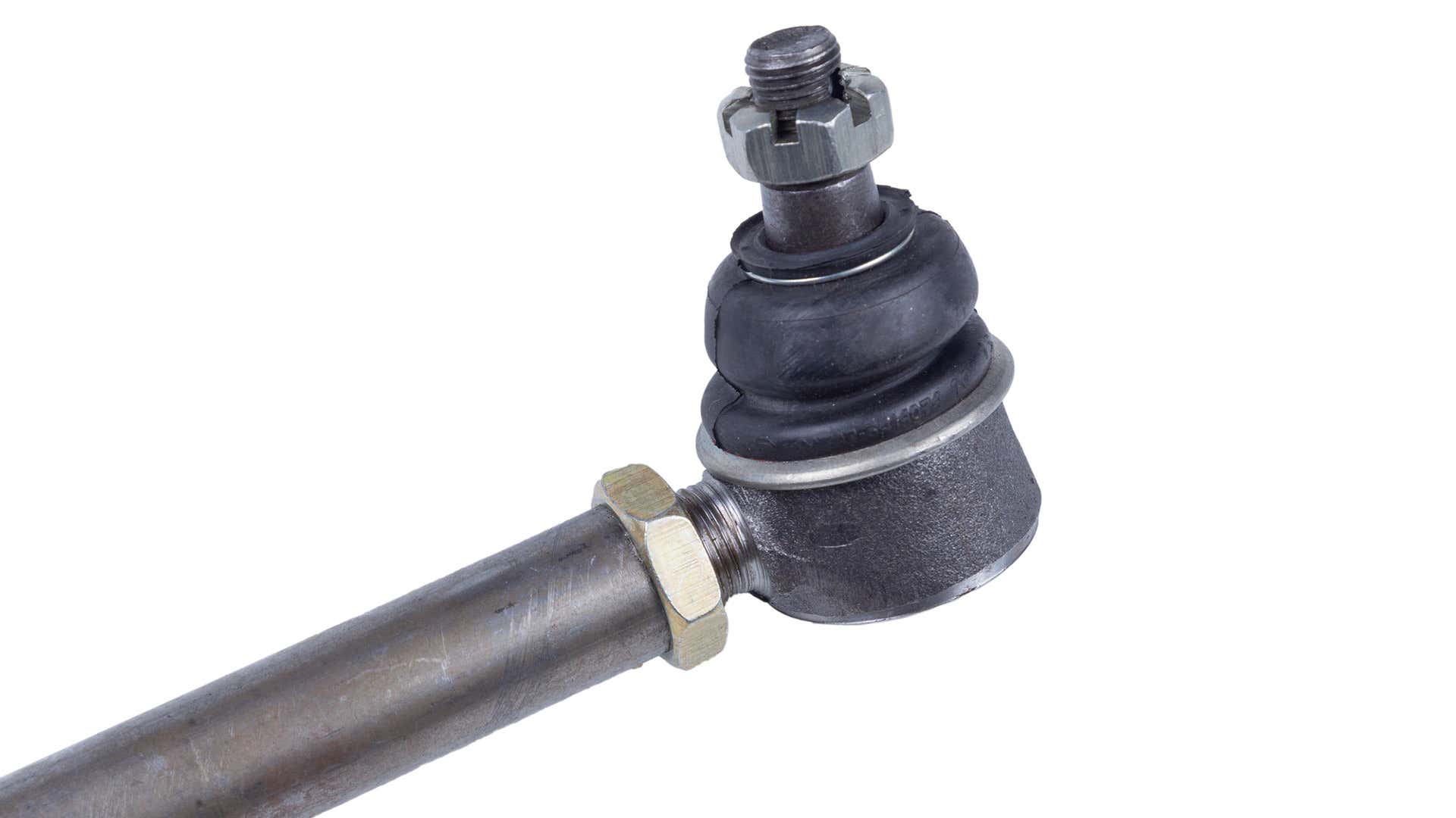 A tie rod end on a white backdrop. 在白色背景的领带棒末端。